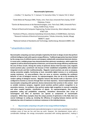 PDF Document Cover - Neuromorphic Spintronics: Low-Energy AI with Magnetic Nanodevices